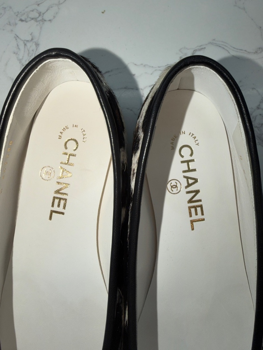 CHANEL Black White Brown Calf Hair Leopard Ballet Flat - Picture 4 of 8